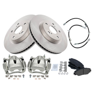 TRQ® - Disc Brake Kit with Semi-Metallic Pads, Calipers and Hoses