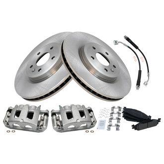 TRQ® - Front Disc Brake Kit with Semi-Metallic Pads, Calipers and Hoses