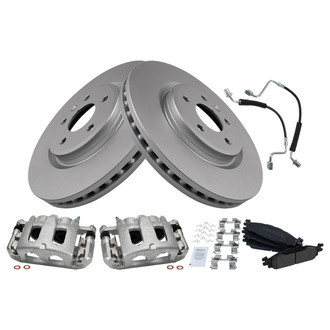 TRQ® - Front Disc Brake Kit with Semi-Metallic Pads, Calipers and Hoses