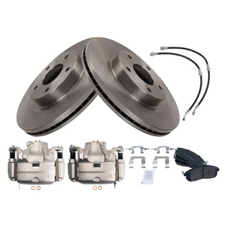 TRQ® - Disc Brake Kit with Semi-Metallic Pads, Calipers and Hoses