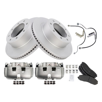 TRQ® - Front Disc Brake Kit with Semi-Metallic Pads, Calipers and Hoses