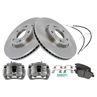 TRQ® - Front Disc Brake Kit with Semi-Metallic Pads, Calipers and Hoses