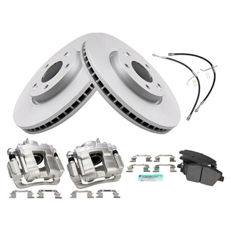 TRQ® - Front Disc Brake Kit with Semi-Metallic Pads, Calipers and Hoses