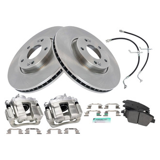 TRQ® - Disc Brake Kit with Semi-Metallic Pads, Calipers and Hoses