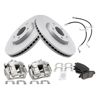 TRQ® - Front Disc Brake Kit with Ceramic Pads, Calipers and Hoses