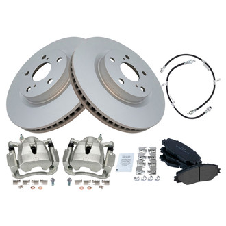 TRQ® - Front Disc Brake Kit with Semi-Metallic Pads, Calipers and Hoses