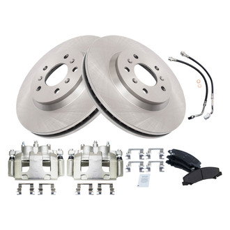 TRQ® - Front Disc Brake Kit with Semi-Metallic Pads, Calipers and Hoses