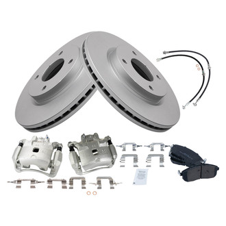 TRQ® - Front Disc Brake Kit with Semi-Metallic Pads, Calipers and Hoses