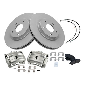TRQ® BKA01331 - Front Disc Brake Kit with Ceramic Pads, Calipers and Hoses