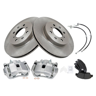 TRQ® - Front Disc Brake Kit with Semi-Metallic Pads, Calipers and Hoses