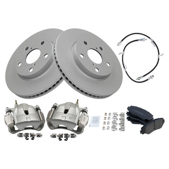 TRQ® - Front Disc Brake Kit with Semi-Metallic Pads, Calipers and Hoses