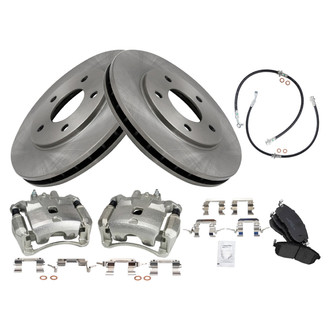 TRQ® - Front Disc Brake Kit with Ceramic Pads, Calipers and Hoses