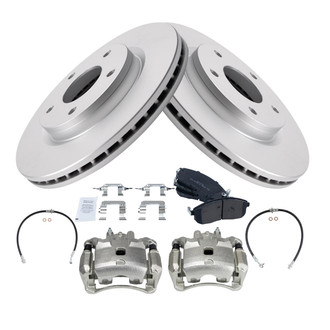 TRQ® - Front Disc Brake Kit with Semi-Metallic Pads, Calipers and Hoses