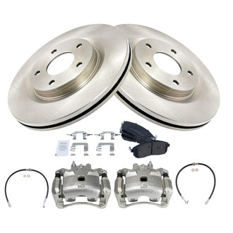 TRQ® - Front Disc Brake Kit with Semi-Metallic Pads, Calipers and Hoses