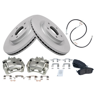 TRQ® - Front Disc Brake Kit with Semi-Metallic Pads, Calipers and Hoses