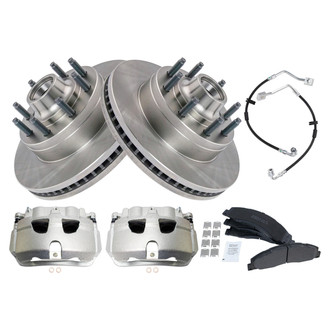 TRQ® - Front Disc Brake Kit with Semi-Metallic Pads, Calipers and Hoses