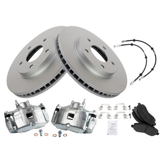 TRQ® - Front Disc Brake Kit with Semi-Metallic Pads, Calipers and Hoses