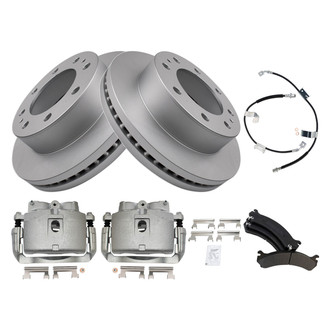 TRQ® - Front Disc Brake Kit with Semi-Metallic Pads, Calipers and Hoses