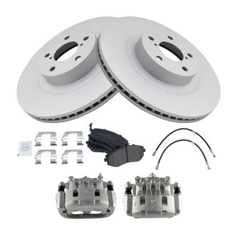 TRQ® - Front Disc Brake Kit with Semi-Metallic Pads, Calipers and Hoses