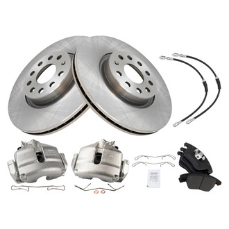 TRQ® - Front Disc Brake Kit with Semi-Metallic Pads, Calipers and Hoses