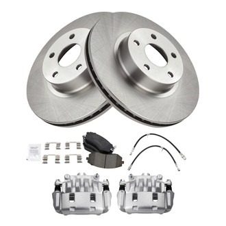 TRQ® - Disc Brake Kit with Ceramic Pads, Calipers and Hoses