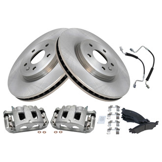 TRQ® - Front Disc Brake Kit with Semi-Metallic Pads, Calipers and Hoses