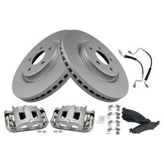 TRQ® - Front Disc Brake Kit with Semi-Metallic Pads, Calipers and Hoses