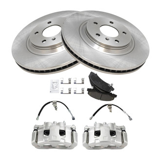 TRQ® BKA01470 - Front Disc Brake Kit with Ceramic Pads, Calipers and Hoses
