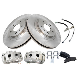 TRQ® BKA01471 - Front Disc Brake Kit with Semi-Metallic Pads, Calipers and Hoses