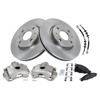 TRQ® - Front Disc Brake Kit with Semi-Metallic Pads, Calipers and Hoses