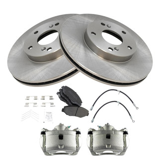 TRQ® - Front Disc Brake Kit with Semi-Metallic Pads, Calipers and Hoses