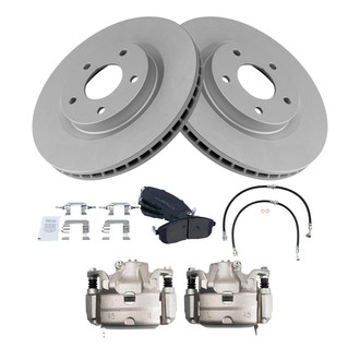 TRQ® - Front Disc Brake Kit with Semi-Metallic Pads, Calipers and Hoses