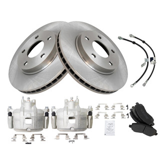 TRQ® - Front Disc Brake Kit with Semi-Metallic Pads, Calipers and Hoses