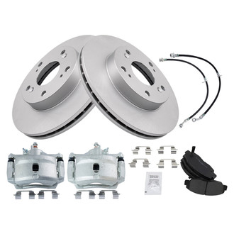 TRQ® - Front Disc Brake Kit with Semi-Metallic Pads, Calipers and Hoses