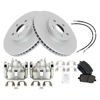 TRQ® - Front Disc Brake Kit with Semi-Metallic Pads, Calipers and Hoses