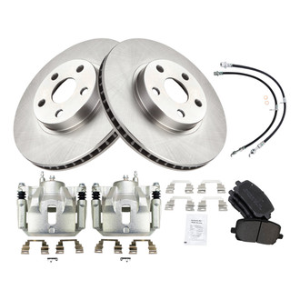 TRQ® - Front Disc Brake Kit with Semi-Metallic Pads, Calipers and Hoses