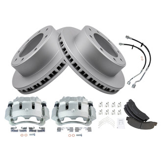 TRQ® - Front Disc Brake Kit with Semi-Metallic Pads, Calipers and Hoses