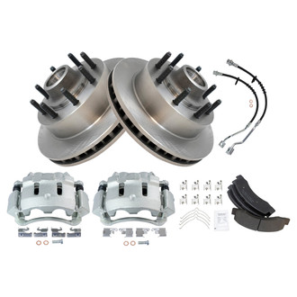 TRQ® - Front Disc Brake Kit with Semi-Metallic Pads, Calipers and Hoses