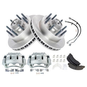 TRQ® - Front Disc Brake Kit with Semi-Metallic Pads, Calipers and Hoses