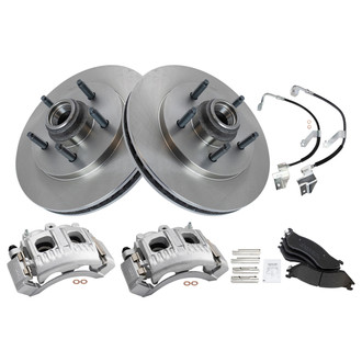 TRQ® - Disc Brake Kit with Semi-Metallic Pads, Calipers and Hoses