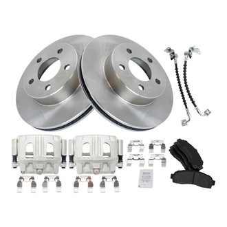 TRQ® - Front Disc Brake Kit with Semi-Metallic Pads, Calipers and Hoses