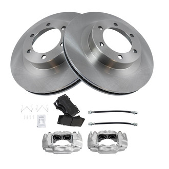 TRQ® - Front Disc Brake Kit with Semi-Metallic Pads, Calipers and Hoses