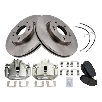 TRQ® - Front Disc Brake Kit with Ceramic Pads, Calipers and Hoses