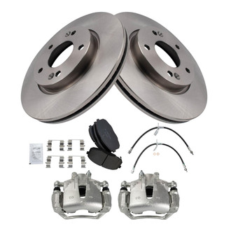 TRQ® - Front Disc Brake Kit with Ceramic Pads, Calipers and Hoses