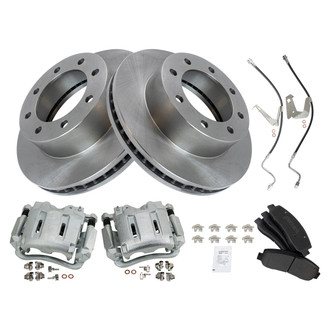 TRQ® - Front Disc Brake Kit with Semi-Metallic Pads, Calipers and Hoses