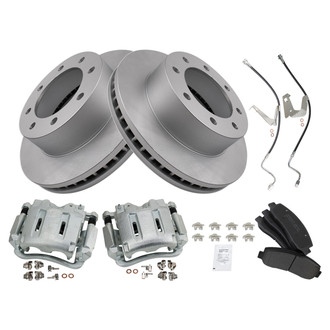 TRQ® - Front Disc Brake Kit with Semi-Metallic Pads, Calipers and Hoses