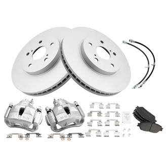 TRQ® - Disc Brake Kit with Semi-Metallic Pads, Calipers and Hoses