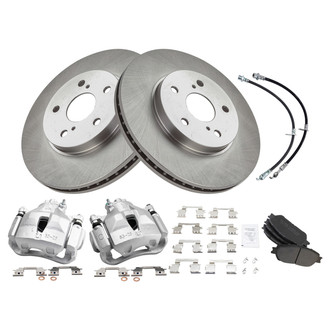 TRQ® - Front Disc Brake Kit with Semi-Metallic Pads, Calipers and Hoses