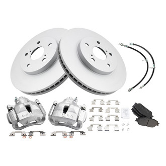 TRQ® - Disc Brake Kit with Semi-Metallic Pads, Calipers and Hoses