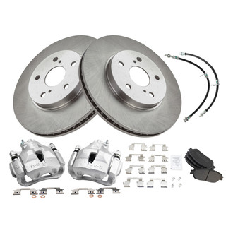 TRQ® - Front Disc Brake Kit with Semi-Metallic Pads, Calipers and Hoses